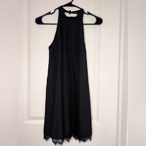 Lulu’s Black Halter Dress with Lace at Bottom - XS